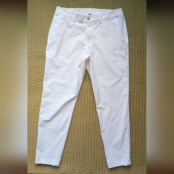Lululemon Women's White Woven Stretch Pants Side Zipper Pocket Size 32 - Picture 1 of 16